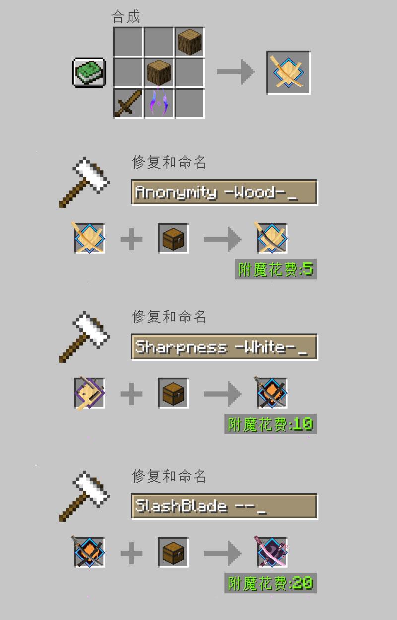我的世界拔刀剑合成表大全，我的世界拔刀剑合成表图片