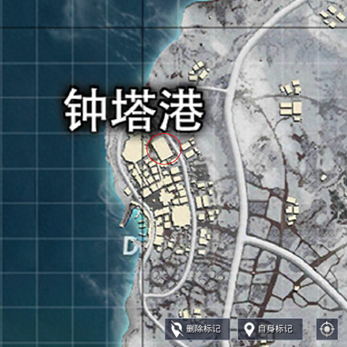  和平精英钟塔港信号枪在哪里,塔港全景地图